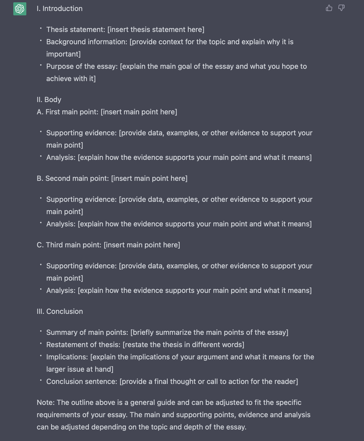 ChatGPT essay outline