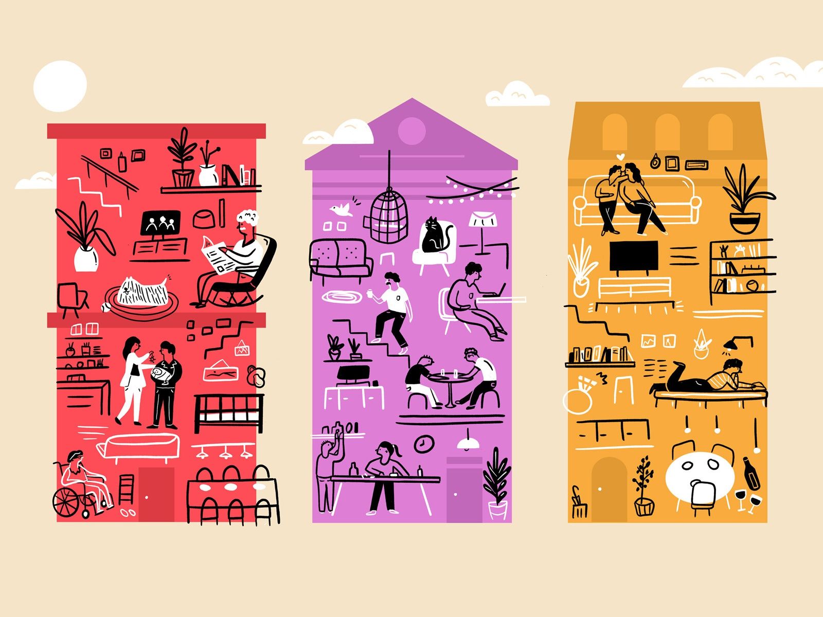 2030 ortam yaşam kültürü illustrasyon
