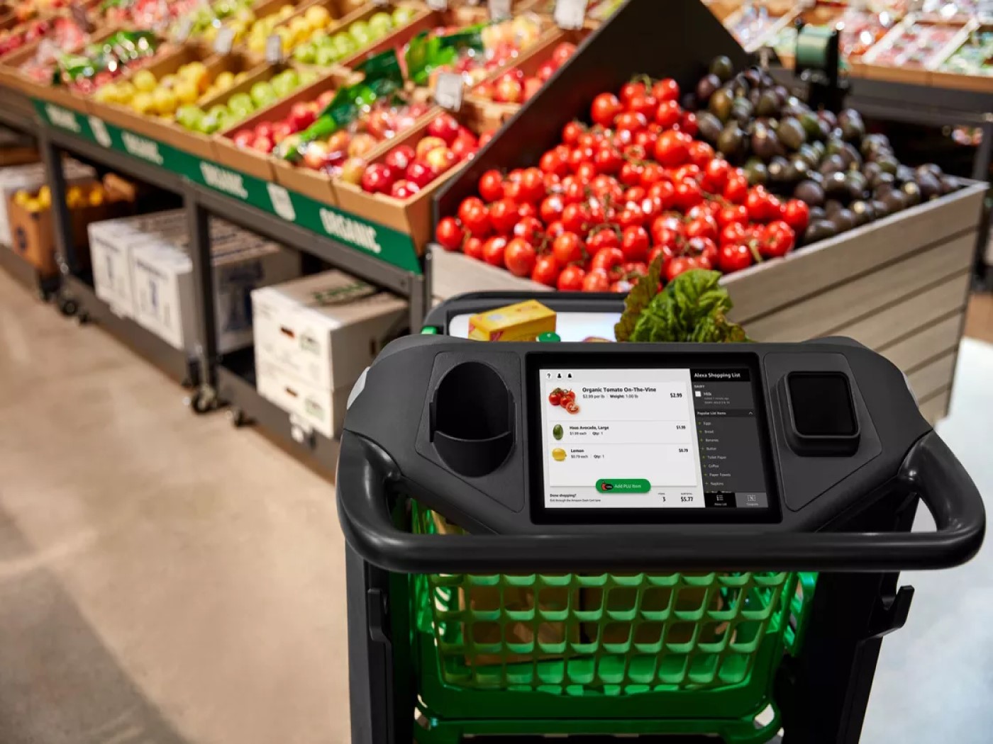 amazonun yeni akılllı market arabası görseli